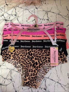 Juicy Couture Leopard & Pink Logo Hipster Panty Set